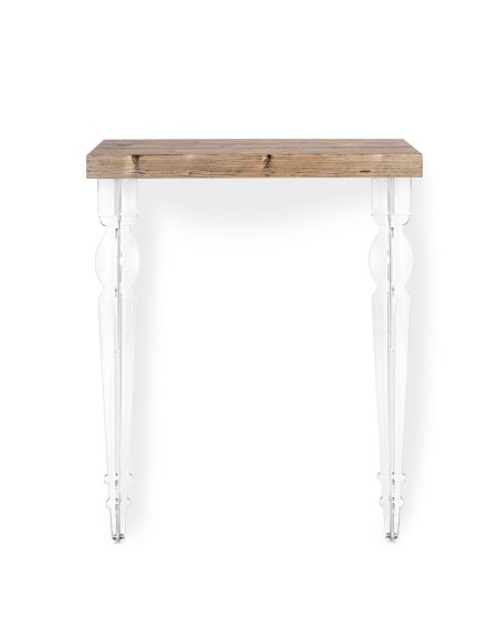 iPLEX - Maugenio Console Comodino con ripiano in legno naturale opaco, gambe in plexiglass Trasparente,. Made in Italy - Traspar