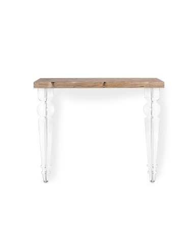 iPLEX - Maugenio Console Comodino con ripiano in legno naturale opaco, gambe in plexiglass Trasparente,. Made in Italy - Traspar