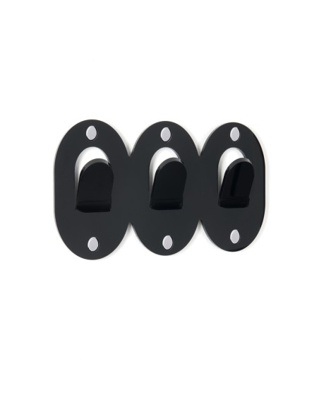 iPLEX - Set di 3 Appendini clips in plexiglass PMMA nero. - arredamento casa ingresso ufficio di lavoro studio Made in Italy - 2