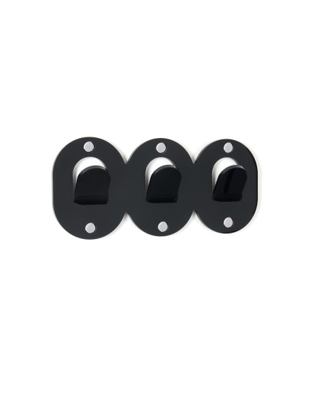 iPLEX - Set di 3 Appendini clips in plexiglass PMMA nero. - arredamento casa ingresso ufficio di lavoro studio Made in Italy - 2