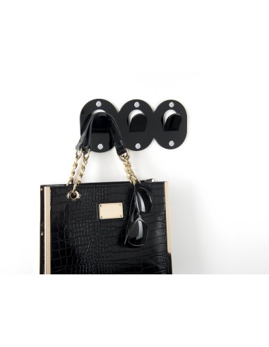 iPLEX - Set di 3 Appendini clips in plexiglass PMMA nero. - arredamento casa ingresso ufficio di lavoro studio Made in Italy - 2