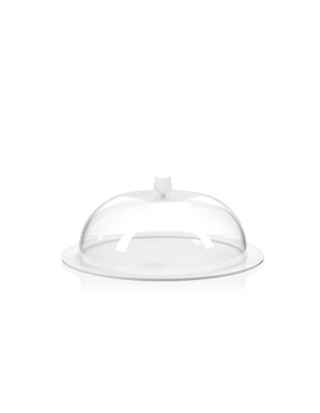 Iplex - Bon Ton Tortiera rotonda con calotta in plexiglass Trasparente diametro , made in Italy - Trasparente/bianco - 25,5x13,5
