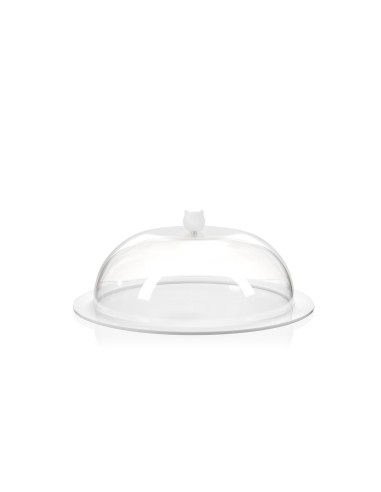 Iplex - Bon Ton Tortiera rotonda con calotta in plexiglass Trasparente diametro , made in Italy - Trasparente/bianco - 25,5x13,5