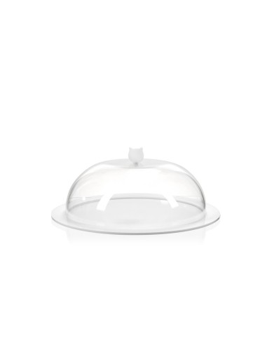 Iplex - Bon Ton Tortiera rotonda con calotta in plexiglass Trasparente diametro , made in Italy - Trasparente/bianco - 25,5x13,5