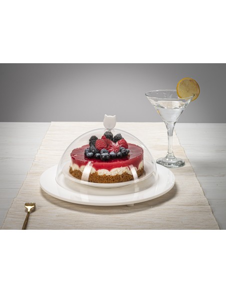 Iplex - Bon Ton Tortiera rotonda con calotta in plexiglass Trasparente diametro , made in Italy - Trasparente/bianco - 25,5x13,5