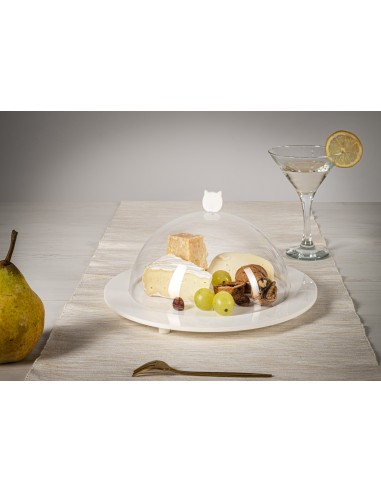 Iplex - Bon Ton Tortiera rotonda con calotta in plexiglass Trasparente diametro , made in Italy - Trasparente/bianco - 25,5x13,5