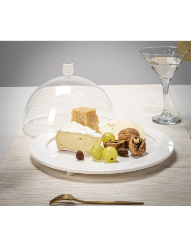 Iplex - Bon Ton Tortiera rotonda con calotta in plexiglass Trasparente diametro , made in Italy - Trasparente/bianco - 25,5x13,5