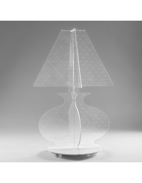 iPLEX - ESA Lampada in plexiglass Trasparente con luce Led, taglio laser,. - arredamento casa camera da letto Made in Italy - Tr
