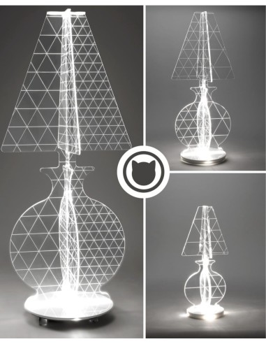 iPLEX - ESA Lampada in plexiglass Trasparente con luce Led, taglio laser,. - arredamento casa camera da letto Made in Italy - Tr
