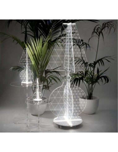 iPLEX - ESA Lampada in plexiglass Trasparente con luce Led, taglio laser,. - arredamento casa camera da letto Made in Italy - Tr