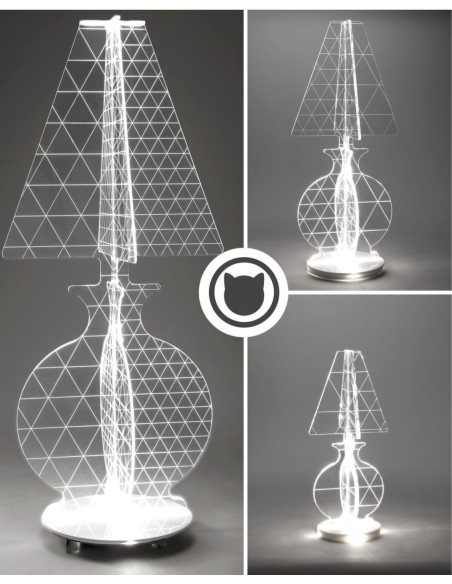 iPLEX - ESA Lampada in plexiglass Trasparente con luce Led, taglio laser,. - arredamento casa camera da letto Made in Italy - Tr