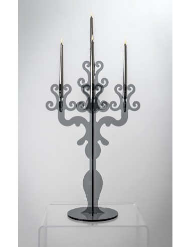 iPLEX - Candelabro linea Vittoriale design rinascimentale con 5 braccia in plexiglass fumè Trasparente. - arredamento casa salot