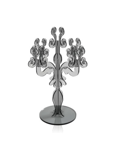 iPLEX - Candelabro linea Vittoriale design rinascimentale con 5 braccia in plexiglass fumè Trasparente. - arredamento casa salot