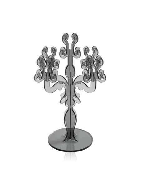 iPLEX - Candelabro linea Vittoriale design rinascimentale con 5 braccia in plexiglass fumè Trasparente. - arredamento casa salot