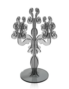 iPLEX - Candelabro linea Vittoriale design rinascimentale con 5 braccia in plexiglass fumè Trasparente. - arredamento casa salot