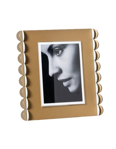 Arti & Mestieri - Portafoto di design Volans grande-23 x-oro laccato/bianco marmo/oro laccato/beige 24H cm (12 x 17 formato foto