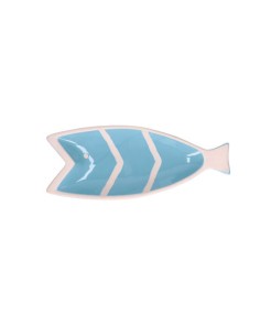 Rituali Domestici - Rituali Domestici - Linea Pelagicoillogico Piatto Pesce B Azzurro Righe Bianche in Stoneware 30,5x12,5xh 3 C