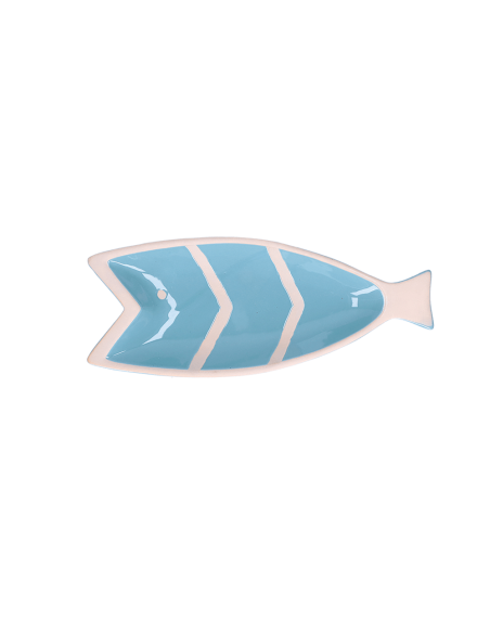Rituali Domestici - Rituali Domestici - Linea Pelagicoillogico Piatto Pesce B Azzurro Righe Bianche in Stoneware 30,5x12,5xh 3 C