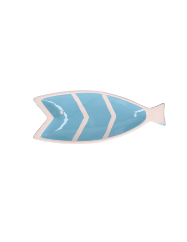 Rituali Domestici - Rituali Domestici - Linea Pelagicoillogico Piatto Pesce B Azzurro Righe Bianche in Stoneware 30,5x12,5xh 3 C
