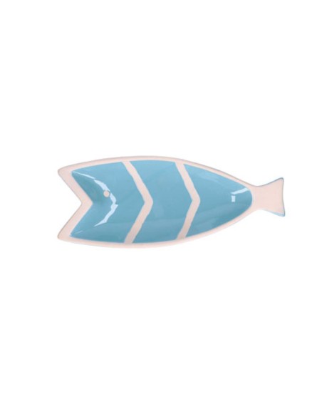 Rituali Domestici - Rituali Domestici - Linea Pelagicoillogico Piatto Pesce B Azzurro Righe Bianche in Stoneware 30,5x12,5xh 3 C