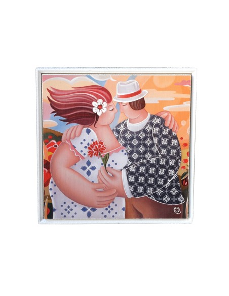 Quadri&Quadri - Quadro da parete ''Amore e gelosia nascono in compagnia'' linea ''I Prisciosi'' Quadro con cornice bainca 37x37x