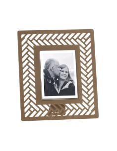 Arti & Mestieri - Portafoto Di Design Milleintrecci Piccolo colore Oro laccato in ferro e polimetilmetacrilato 19,2 x 22,3h (9 x