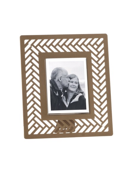 Arti & Mestieri - Portafoto Di Design Milleintrecci Piccolo colore Oro laccato in ferro e polimetilmetacrilato 19,2 x 22,3h (9 x