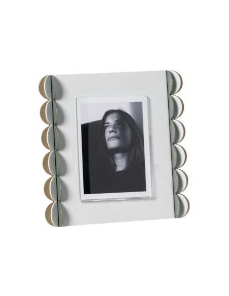 Arti & Mestieri - Portafoto di design Volans piccolo-bianco marmo/giada/bianco marmo/oro laccato 18 x 18H cm (9 x 12 cm formato 