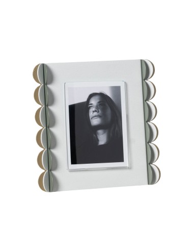 Arti & Mestieri - Portafoto di design Volans piccolo-bianco marmo/giada/bianco marmo/oro laccato 18 x 18H cm (9 x 12 cm formato 