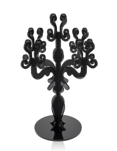 iPLEX - Candelabro linea Vittoriale design rinascimentale con 5 braccia in plexiglass nero pieno. - arredamento casa salotto sal