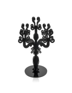 iPLEX - Candelabro linea Vittoriale design rinascimentale con 5 braccia in plexiglass nero pieno. - arredamento casa salotto sal 2