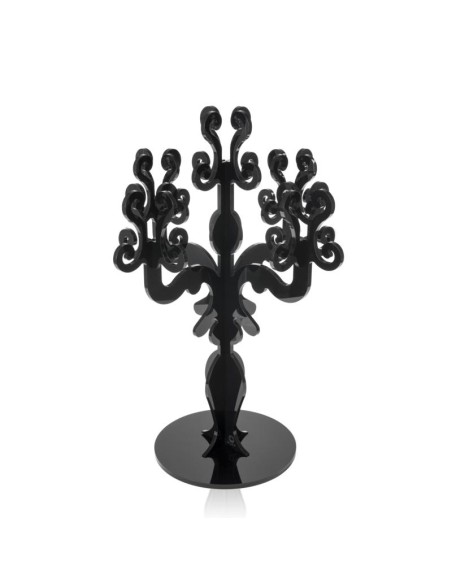 iPLEX - Candelabro linea Vittoriale design rinascimentale con 5 braccia in plexiglass nero pieno. - arredamento casa salotto sal