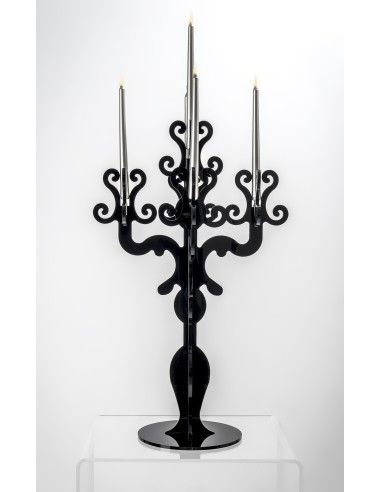 iPLEX - Candelabro linea Vittoriale design rinascimentale con 5 braccia in plexiglass nero pieno. - arredamento casa salotto sal