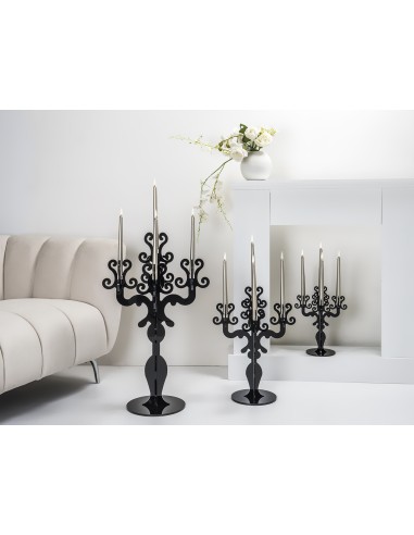 iPLEX - Candelabro linea Vittoriale design rinascimentale con 5 braccia in plexiglass nero pieno. - arredamento casa salotto sal