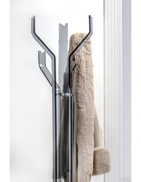 iPLEX - Appendiabiti a 5 braccia asimmetrico ""linea Pentadress"" in plexiglass fumè Trasparente - arredamento casa ufficio di l