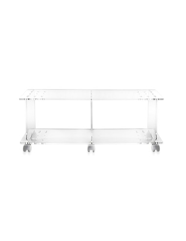 iPLEX - Mobile Porta TV polifunzionale linea Imago in plexiglass Trasparente a 2 scompartimenti e 4 ruote sottostanti. - 100x40x