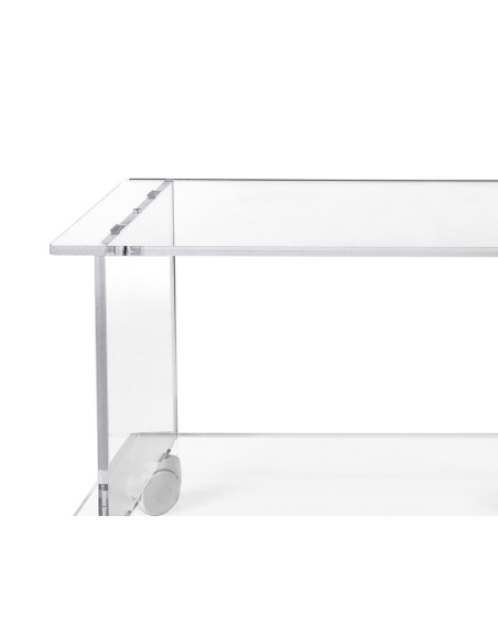 iPLEX - Mobile Porta TV polifunzionale linea Imago in plexiglass Trasparente a 2 scompartimenti e 4 ruote sottostanti. - 100x40x