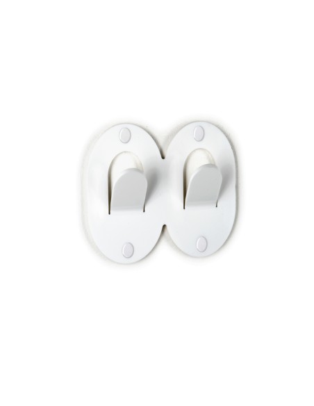 iPLEX - Set di 2 Appendini clips in plexiglass PMMA bianco. - arredamento casa ingresso ufficio di lavoro studio Made in Italy -