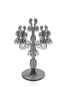 iPLEX - Candelabro linea Vittoriale design rinascimentale con 5 braccia in plexiglass fumè Trasparente. - arredamento casa salot