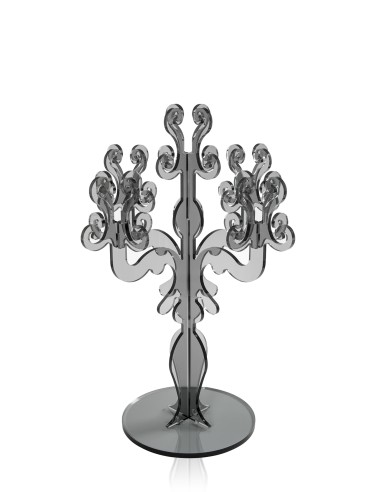 iPLEX - Candelabro linea Vittoriale design rinascimentale con 5 braccia in plexiglass fumè Trasparente. - arredamento casa salot