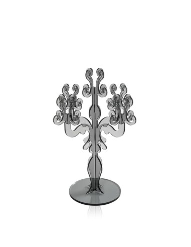 iPLEX - Candelabro linea Vittoriale design rinascimentale con 5 braccia in plexiglass fumè Trasparente. - arredamento casa salot