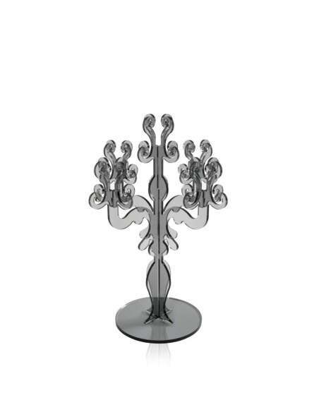 iPLEX - Candelabro linea Vittoriale design rinascimentale con 5 braccia in plexiglass fumè Trasparente. - arredamento casa salot