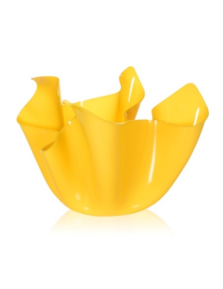 iPLEX - Vaso linea Drappeggi in plexiglass giallo pieno drappeggiata a mano Made in Italy - arredamento casa ufficio studio fior