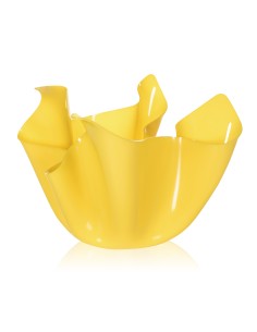 iPLEX - Vaso linea Drappeggi in plexiglass giallo pieno drappeggiata a mano Made in Italy - arredamento casa ufficio studio fior