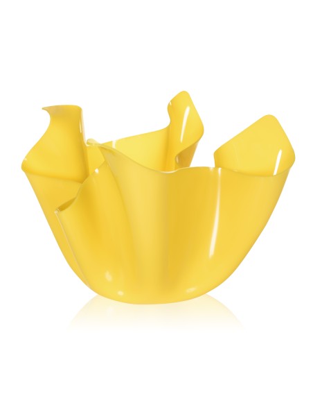 iPLEX - Vaso linea Drappeggi in plexiglass giallo pieno drappeggiata a mano Made in Italy - arredamento casa ufficio studio fior