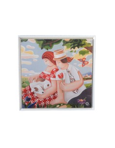 Quadri&Quadri - Quadro da parete ''Amore e gelosia nascono in compagnia'' linea ''I Prisciosi'' Quadro con cornice bainca 37x37x
