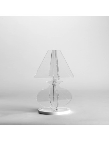 iPLEX - ESA Lampada in plexiglass Trasparente con luce Led, taglio laser,. - arredamento casa camera da letto Made in Italy - Tr