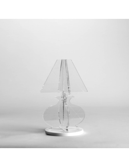 iPLEX - ESA Lampada in plexiglass Trasparente con luce Led, taglio laser,. - arredamento casa camera da letto Made in Italy - Tr