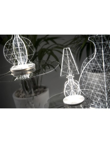iPLEX - ESA Lampada in plexiglass Trasparente con luce Led, taglio laser,. - arredamento casa camera da letto Made in Italy - Tr