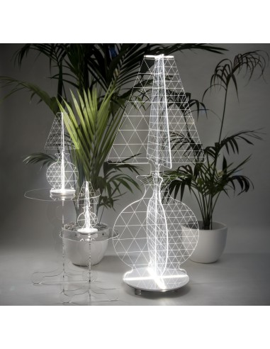 iPLEX - ESA Lampada in plexiglass Trasparente con luce Led, taglio laser,. - arredamento casa camera da letto Made in Italy - Tr